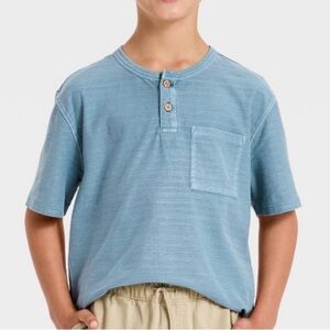 Cat & Jack Short-Sleeve Henley Pocket Tee - Blue